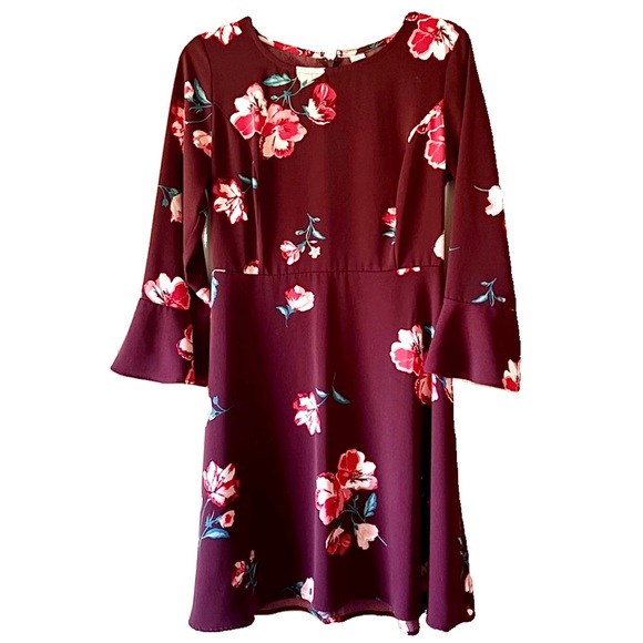 Old Navy Burgundy Floral Dress, Size Small (women’s) - Picture 3 of 8